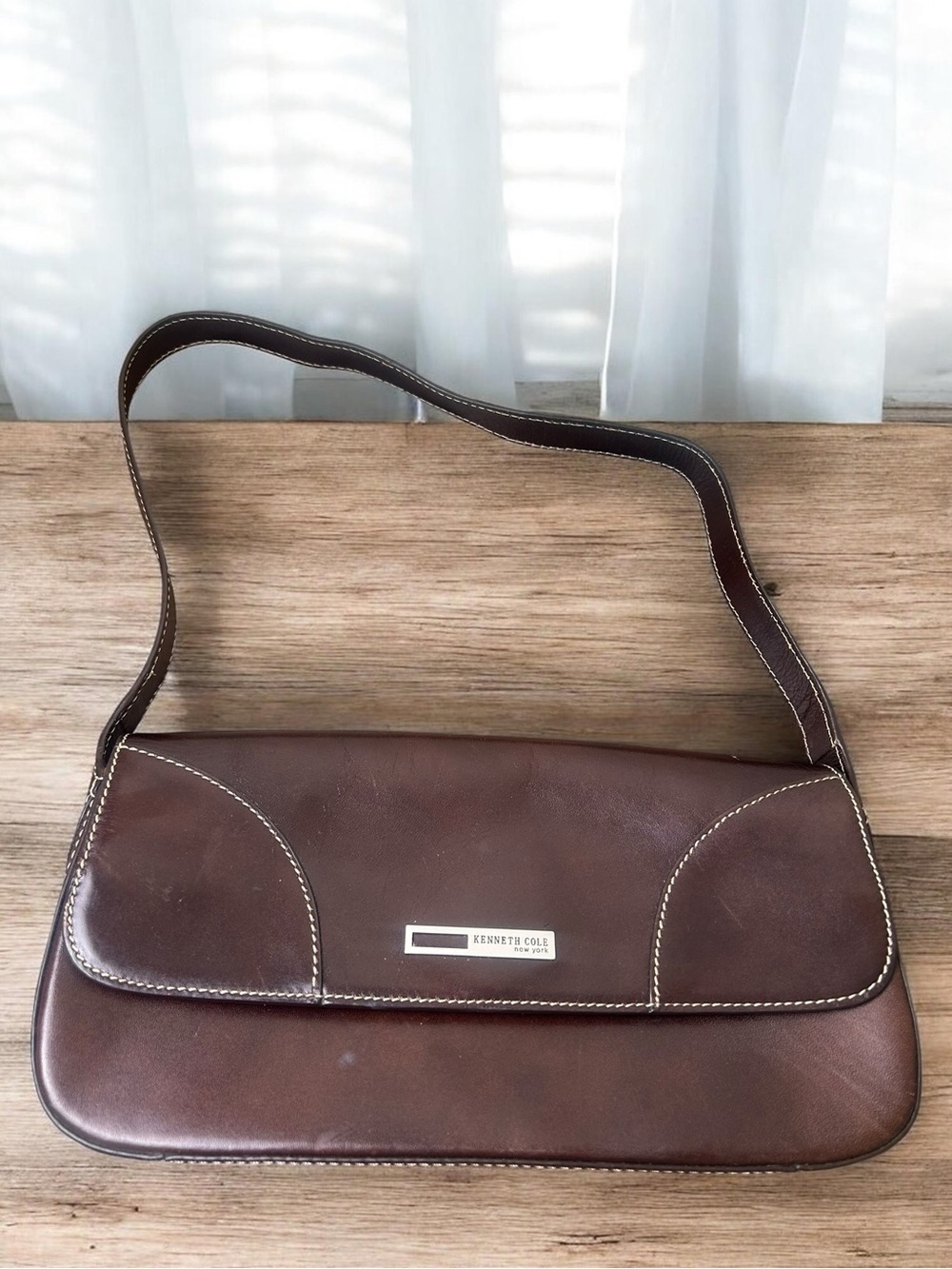Kenneth Cole New York Brown Leather Shoulder Bag